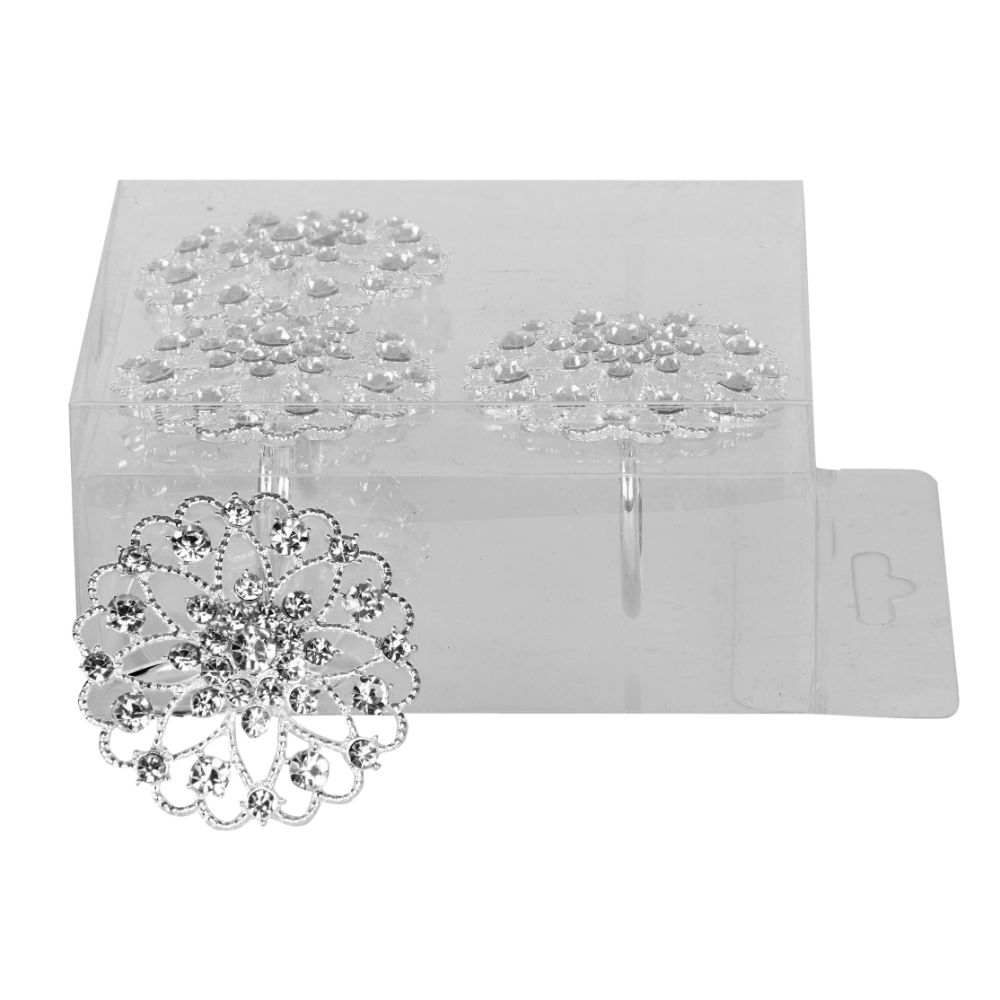 Diamond Flower Napkin Ring set of 4/pvc box,