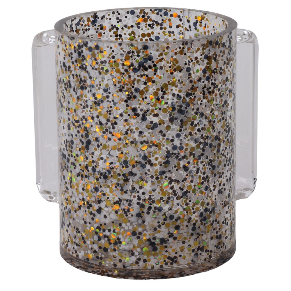 Acrylic Washing Cup Glack Sequins with Clear Handles