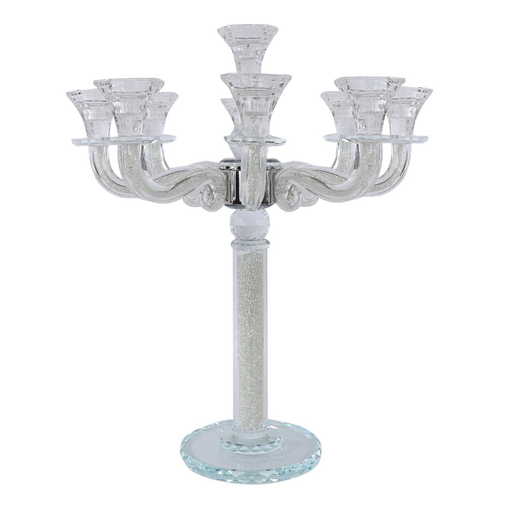 "Classic Style" 9 Branch Clear Filling Crystal Candelabra 18.5"H