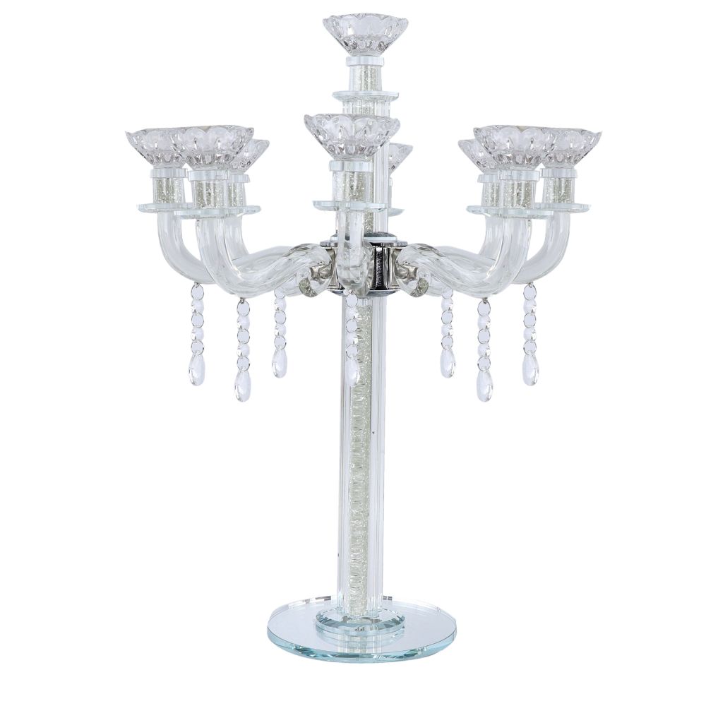 "Royal Style" 9 Branch Clear Filling Crystal Candelabra 18.5"H