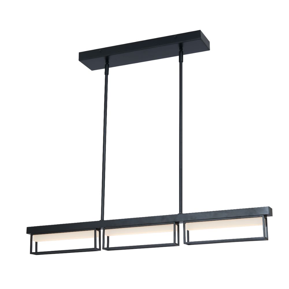 Abra Lighting 10018PN-MB 3- Light Framed Pendant with Frosted Glass Diffuser in Matte Black