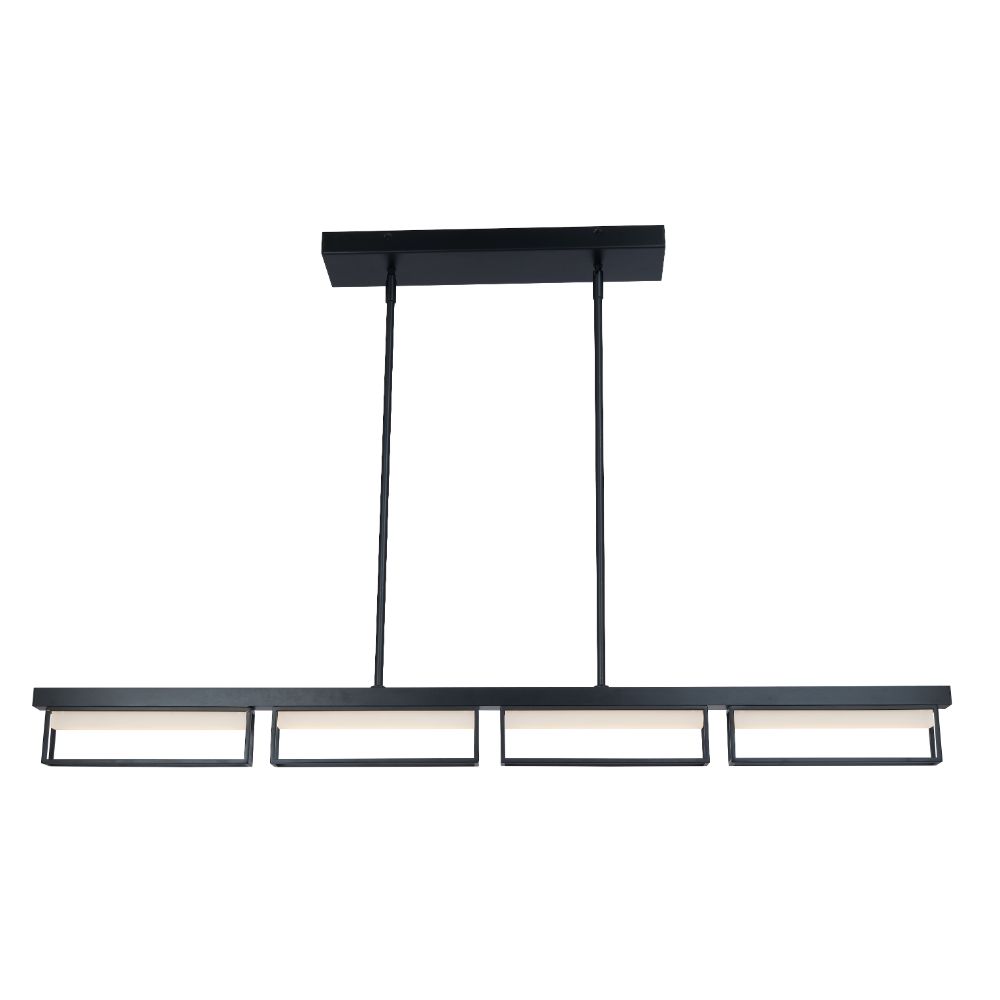 Abra Lighting 10019PN-MB 4- Light Framed Pendant with Frosted Glass Diffuser in Matte Black