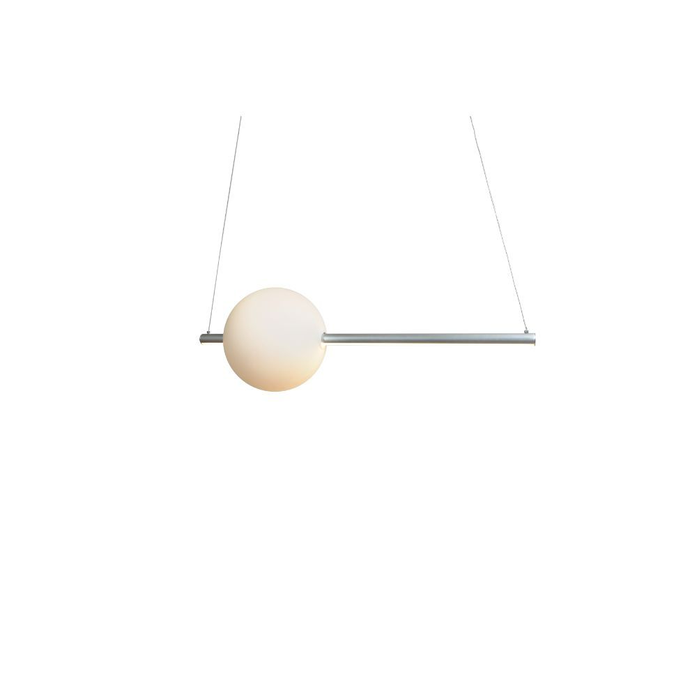 Abra Lighting 10023PN-BA Linear Bar Pendant with Up-Down Illumination with Opal Glass Orb in Brushed Aluminium