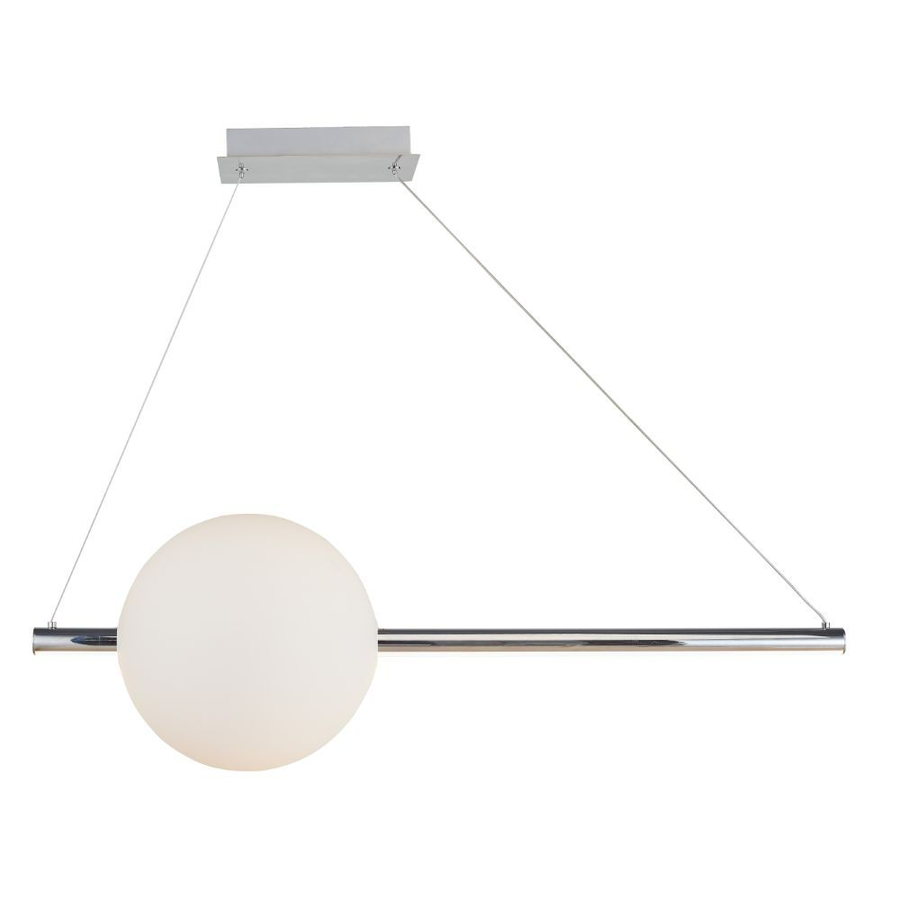 Abra Lighting 10023PN-CH Linear Bar Pendant with Up-Down Illumination with Opal Glass Orb in Chrome