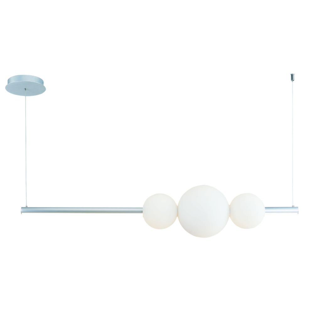 Abra Lighting 10024PN-CH Linear Bar Pendant with Up-Down Illumination with 3 Opal Glass Orb