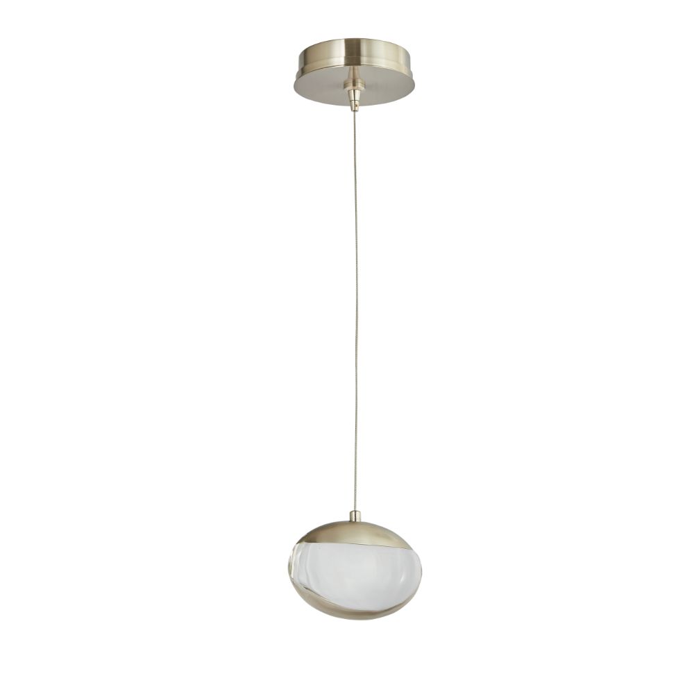 Abra Lighting 10061PN-BN Teardrop Crystal Glass Pendant Including Canopy and Driver in Brushed Nickel
