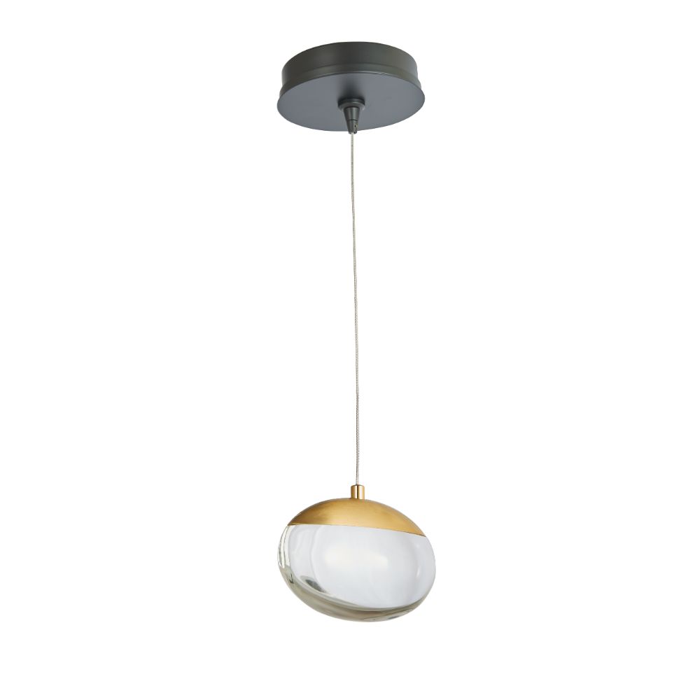 Abra Lighting 10061PN-MB.BB Teardrop Crystal Glass Pendant Including Canopy and Driver in Matte Black:Brushed Brass