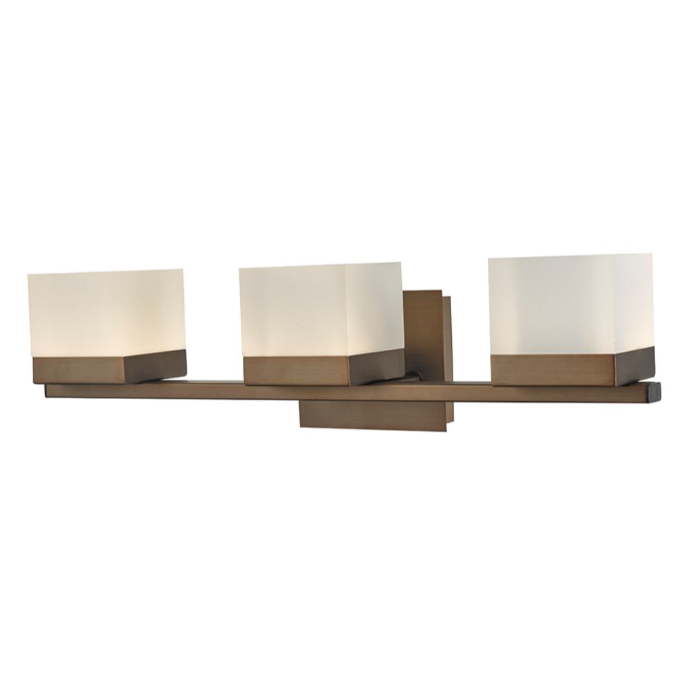 Abra Lighting 20023WV-BZ 3Lt Vanity with Square Edge Lite Dimmable LED Acrylic Shades in  Bronze