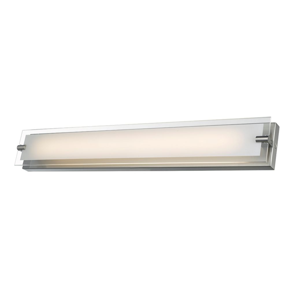 Abra Lighting 20027WV-BN 29" Vanity with MBear Edged Frosted Glass Panel with High Output Dimmable LED in Brushed Nickel