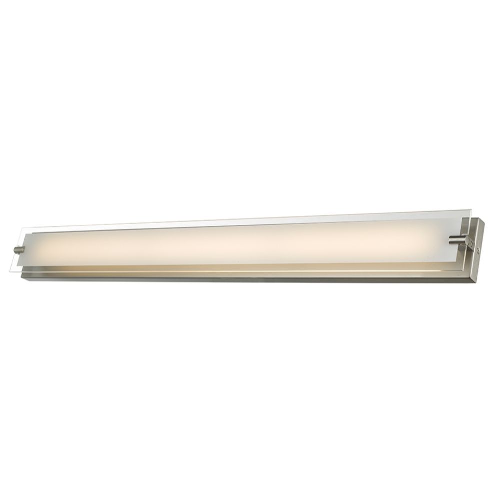 Abra Lighting 20028WV-BN 40" Vanity with MBear Edged Frosted Glass Panel with High Output Dimmable LED in Brushed Nickel