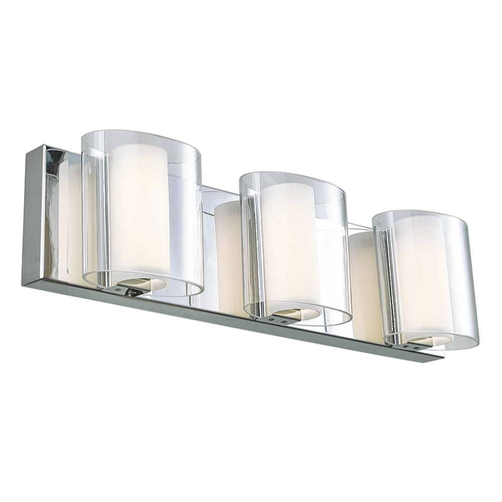 Abra Lighting 20048WV-CH Curved Clear and Opal Glass Vanity in Chrome