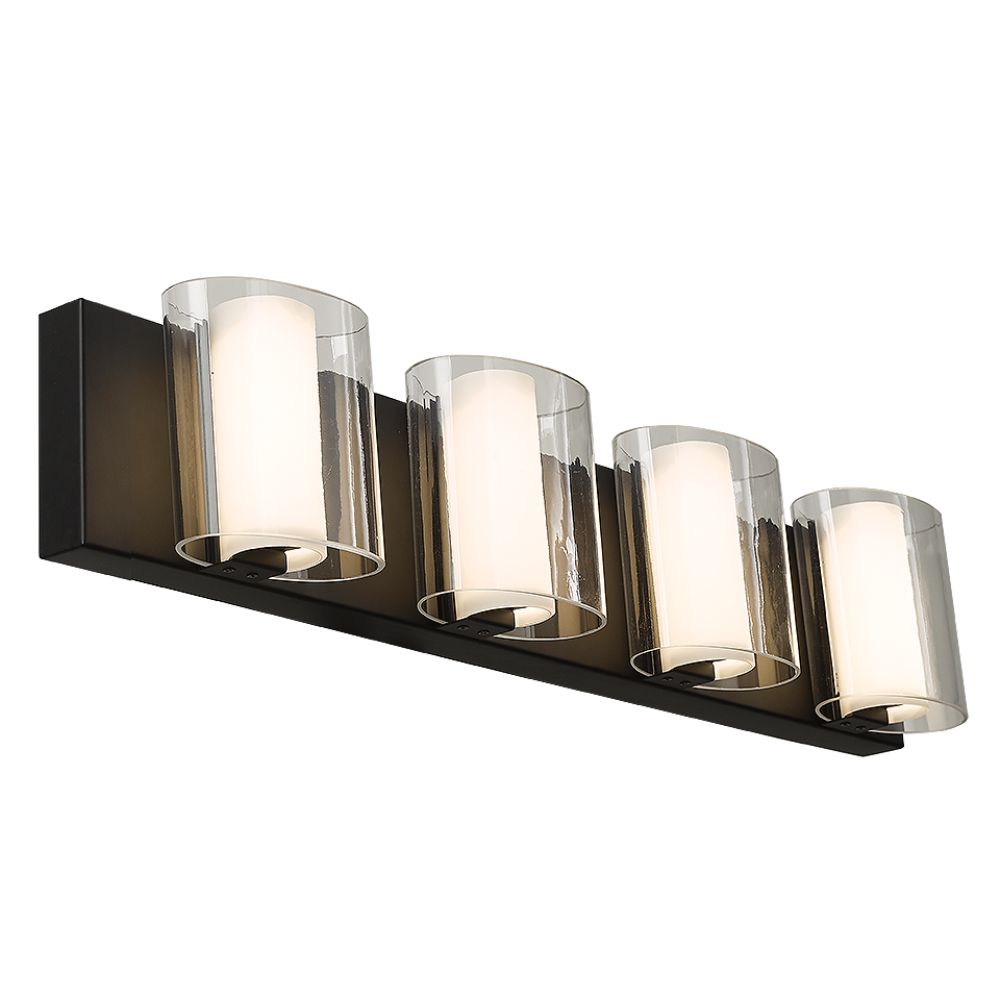 Abra Lighting 20049WV-BL Curved Clear and Opal Glass Vanity in Black