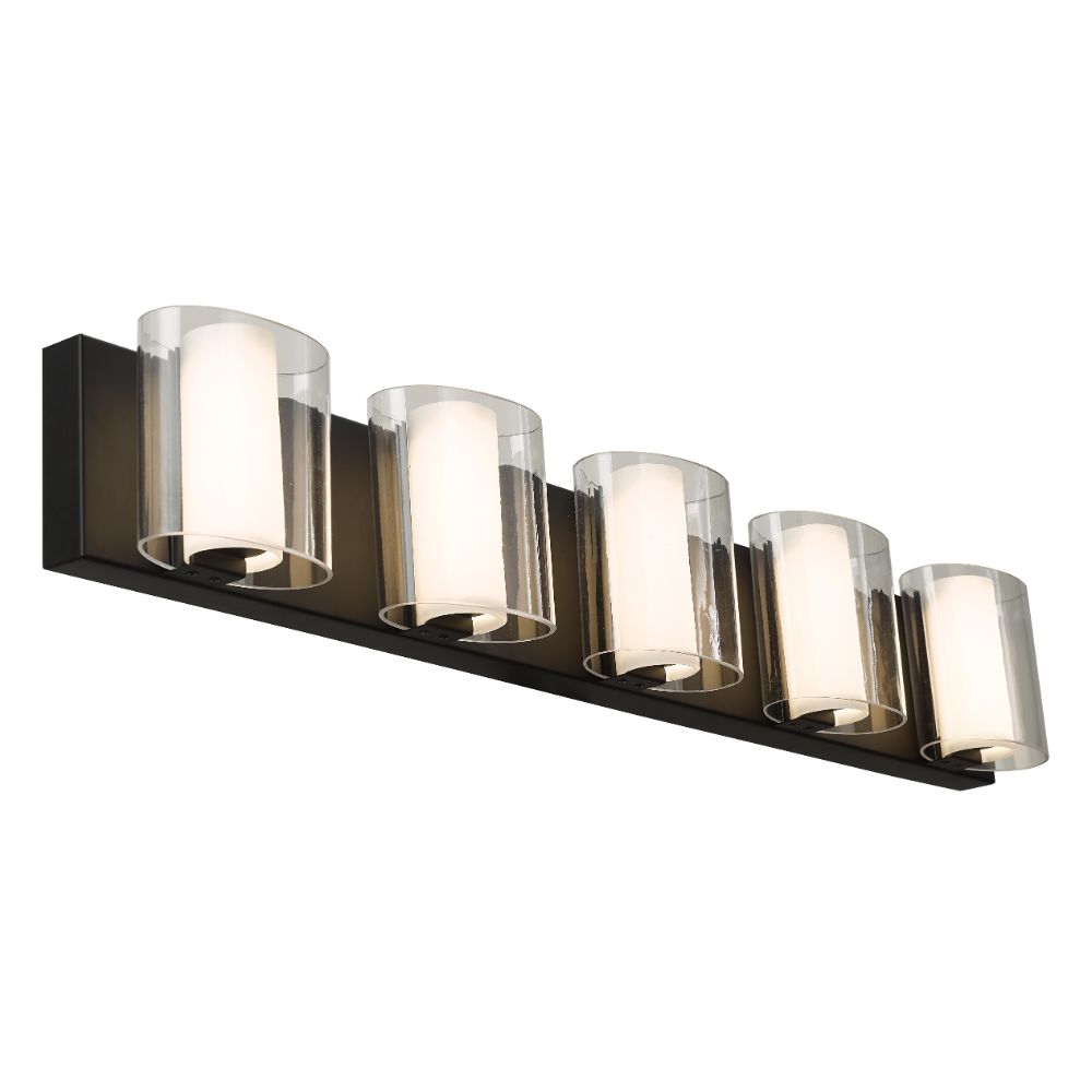 Abra Lighting 20050WV-BL Curved Clear and Opal Glass Vanity in Black