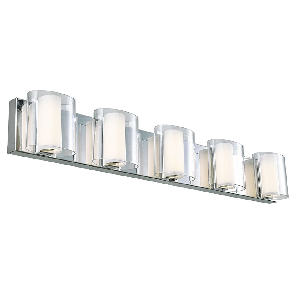 Abra Lighting 20050WV-CH Curved Clear and Opal Glass Vanity in Chrome