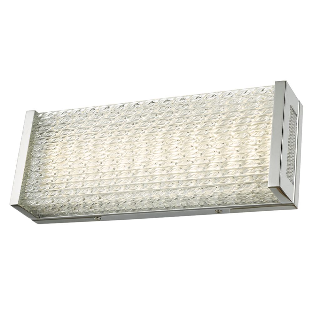 Abra Lighting 20054WV-CH 12" Twisted Crystal Glass Vanity-Wall Fixture with Output Dimmable LED in Chrome