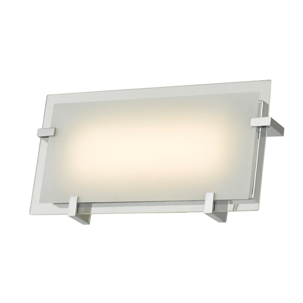Abra Lighting 20060WV-CH 12" Frosted Flat Panel Glass Vanity-Wall Fixture with High Output Dimmable LED in Chrome