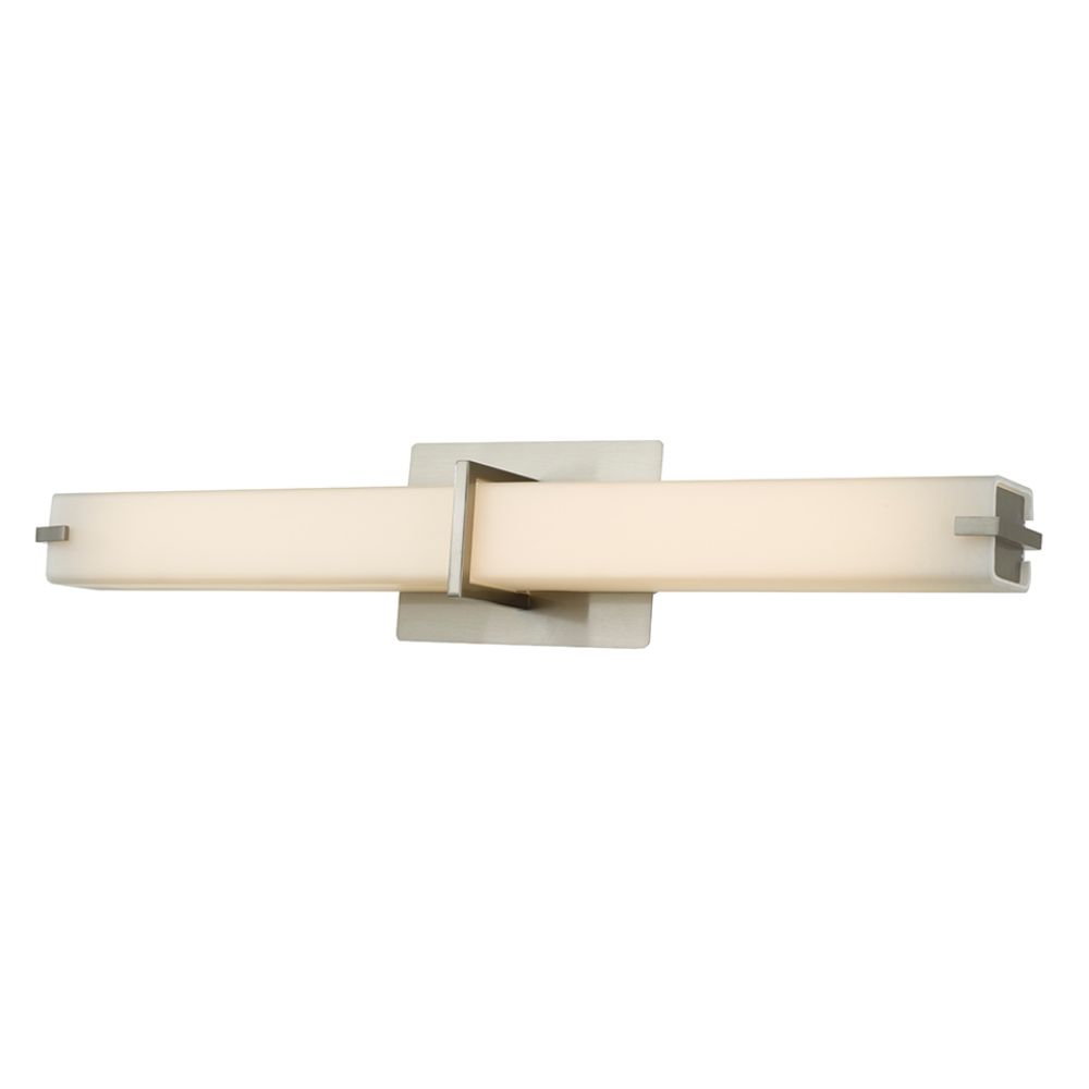 Abra Lighting 20090WV-BN 26" Vertical or Horizontal Mount Square Glass Vanity-Wall Fixture with High Output Dimmable LED in Brushed Nickel