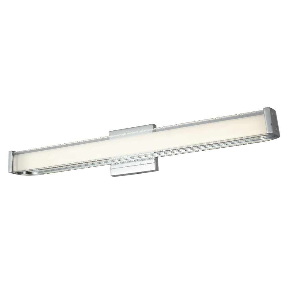 Abra Lighting 20133WV-CH (l) Curved Metal Vanity with Frosted Glass Diffuser in Chrome
