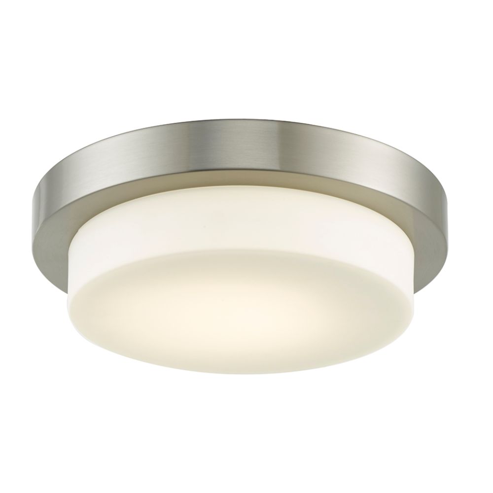 Abra Lighting 30014FM-BN 11" Stepped Opal Glass Flushmount with High Output Dimmable LED in Brushed Nickel