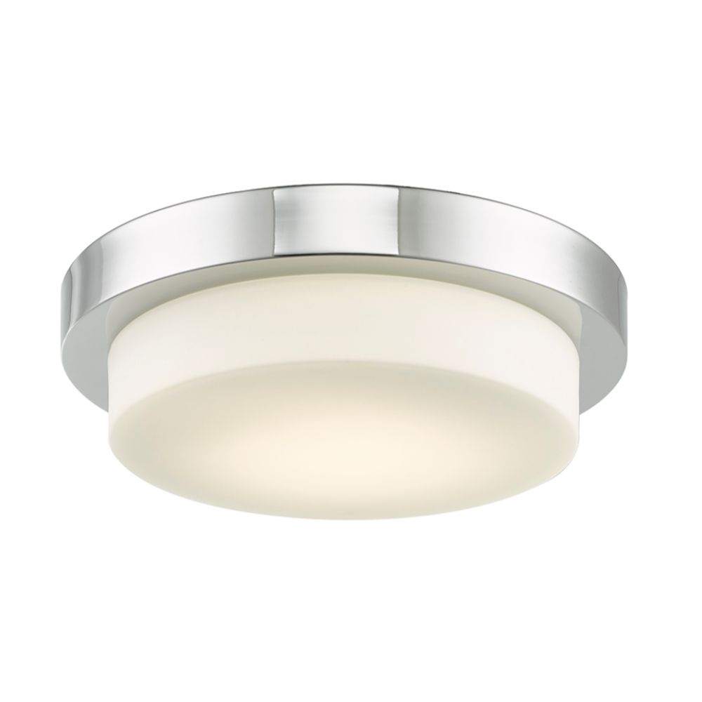 Abra Lighting 30014FM-CH 11" Stepped Opal Glass Flushmount with High Output Dimmable LED in Chrome
