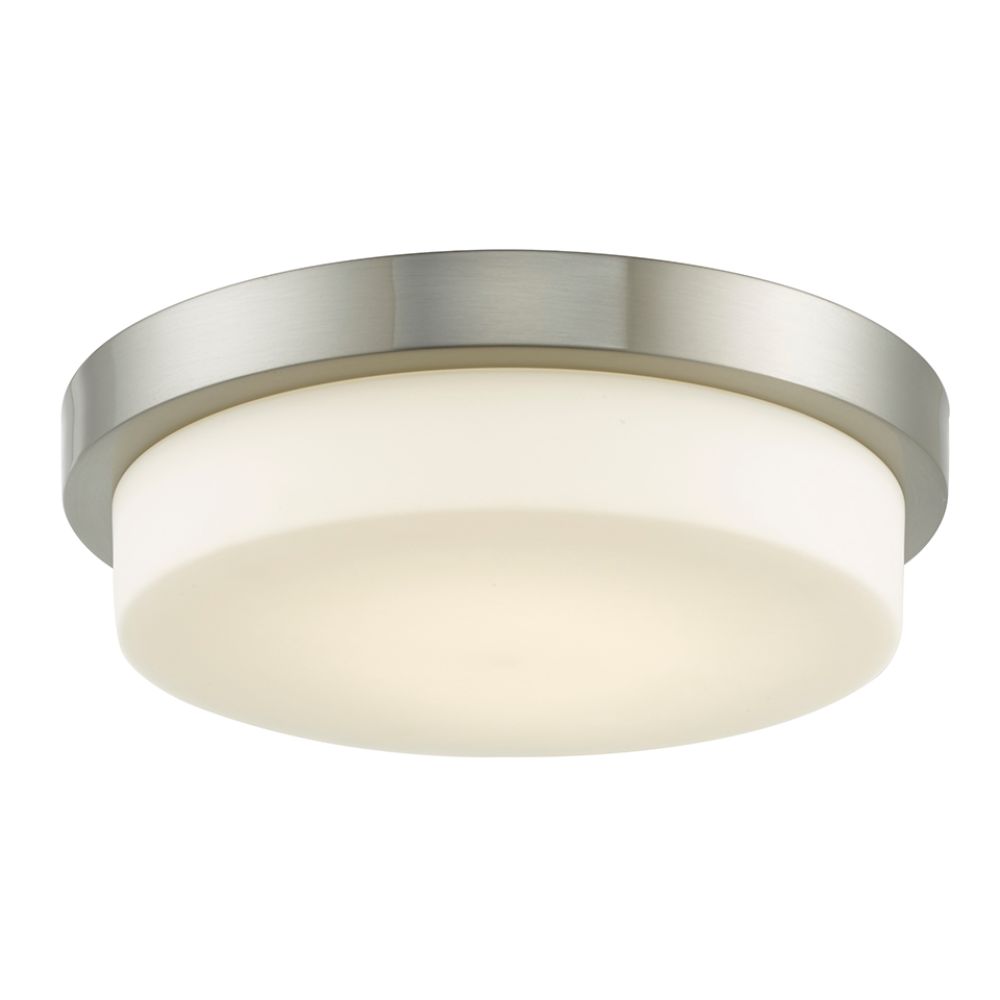 Abra Lighting 30015FM-BN 13" Stepped Opal Glass Flushmount with High Output Dimmable LED in Brushed Nickel
