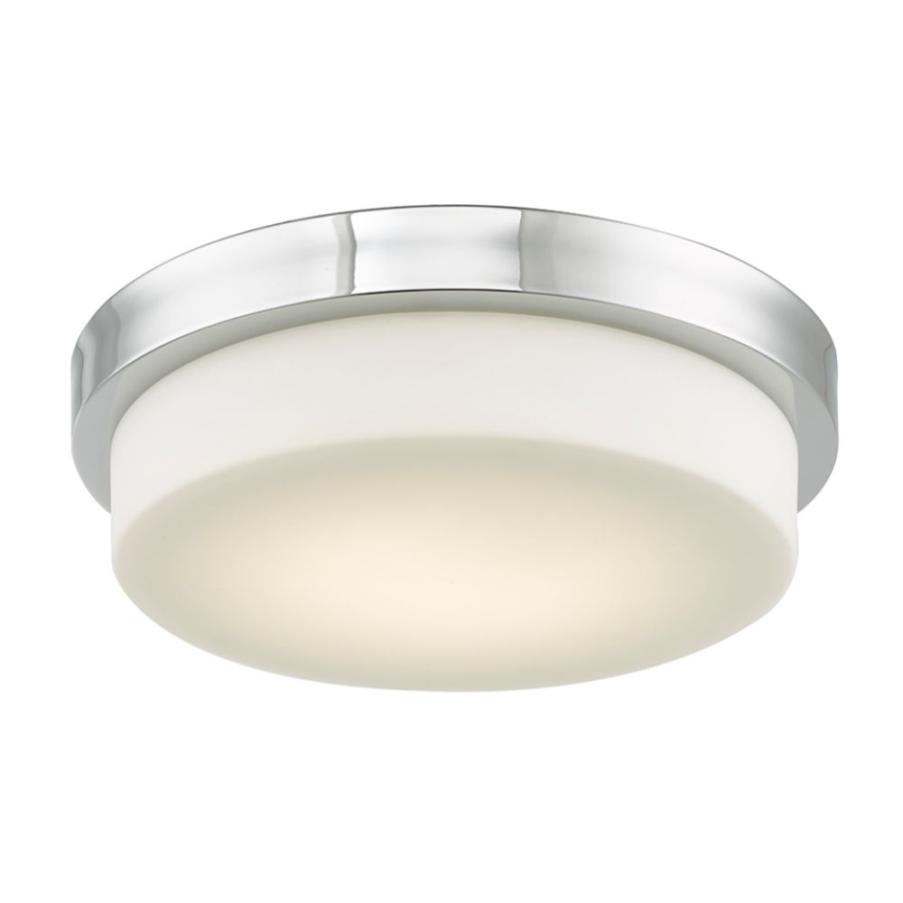 Abra Lighting 30015FM-CH 13" Stepped Opal Glass Flushmount with High Output Dimmable LED in Chrome
