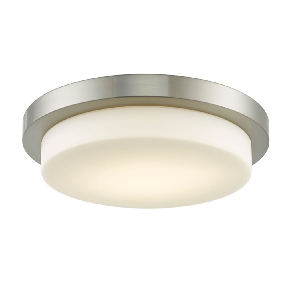 Abra Lighting 30016FM-BN 16" Stepped Opal Glass Flushmount with High Output Dimmable LED in Brushed Nickel