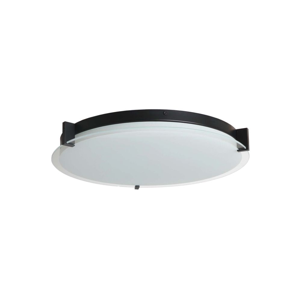 Abra Lighting 30018FM-BL Flat Round Glass Low profile Flushmount in Black