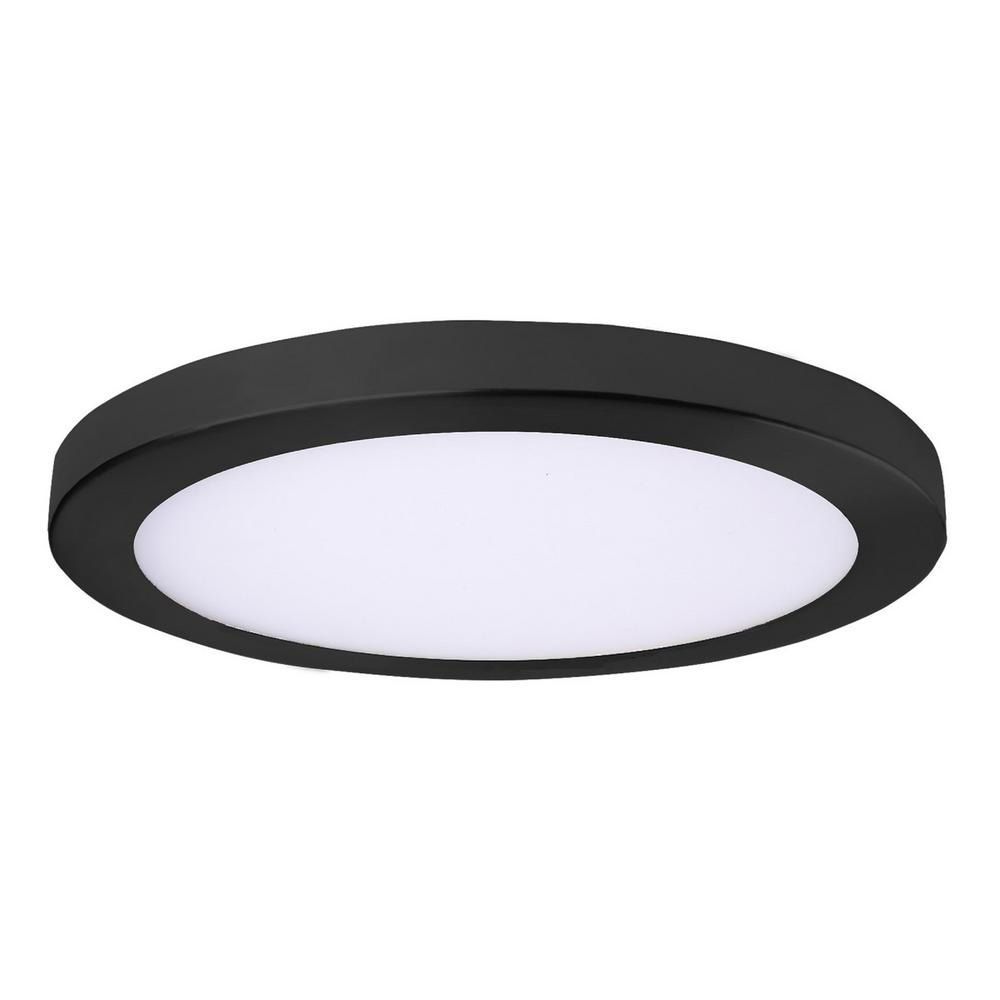 Abra Lighting 30020FM-BL 7.25" Slim Disc Flushmount with High Output Dimmable LED in Black