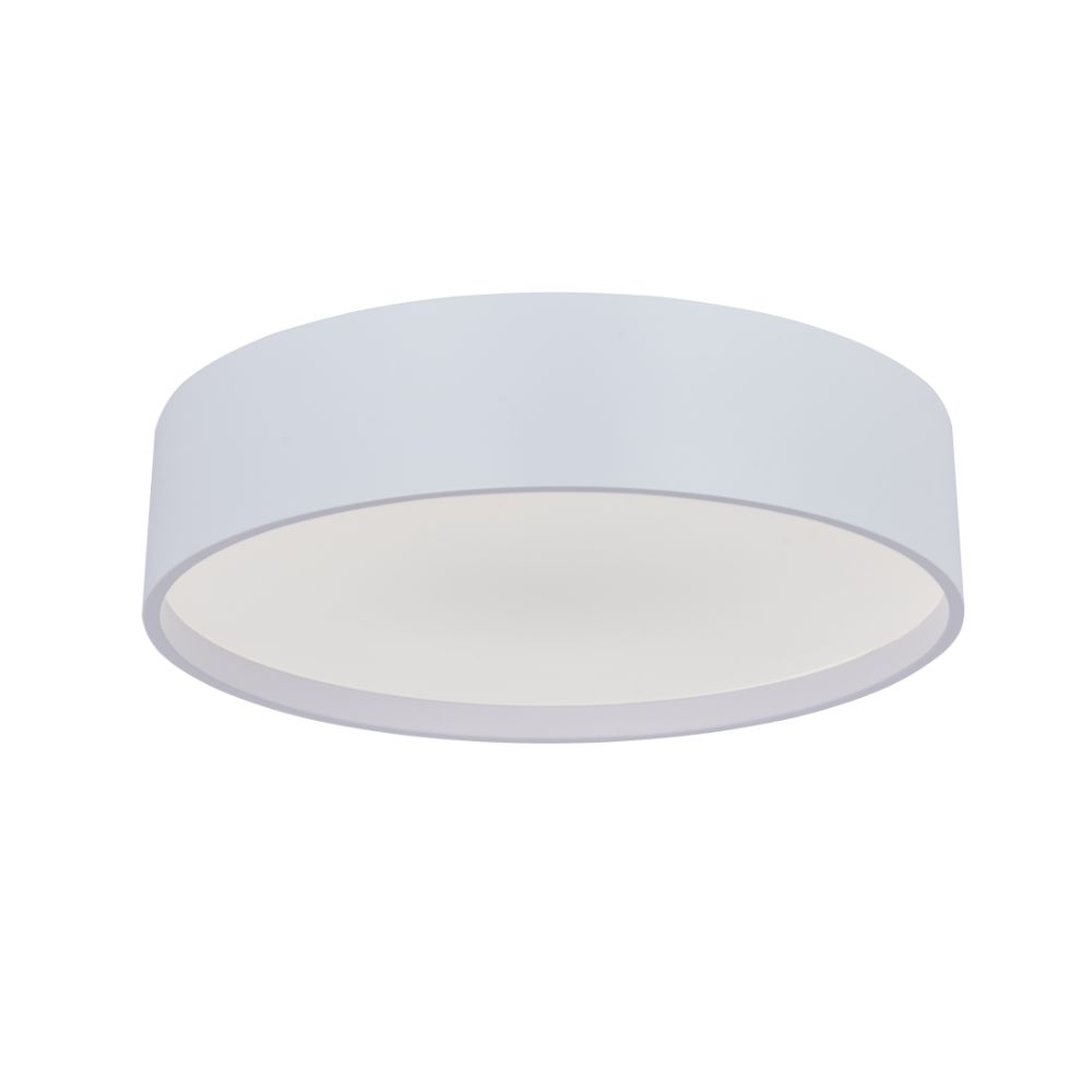 Abra Lighting 30026FM-MW 14" 3CCK Metal Cylinder and Frosted Glass Flushmount in Matte White