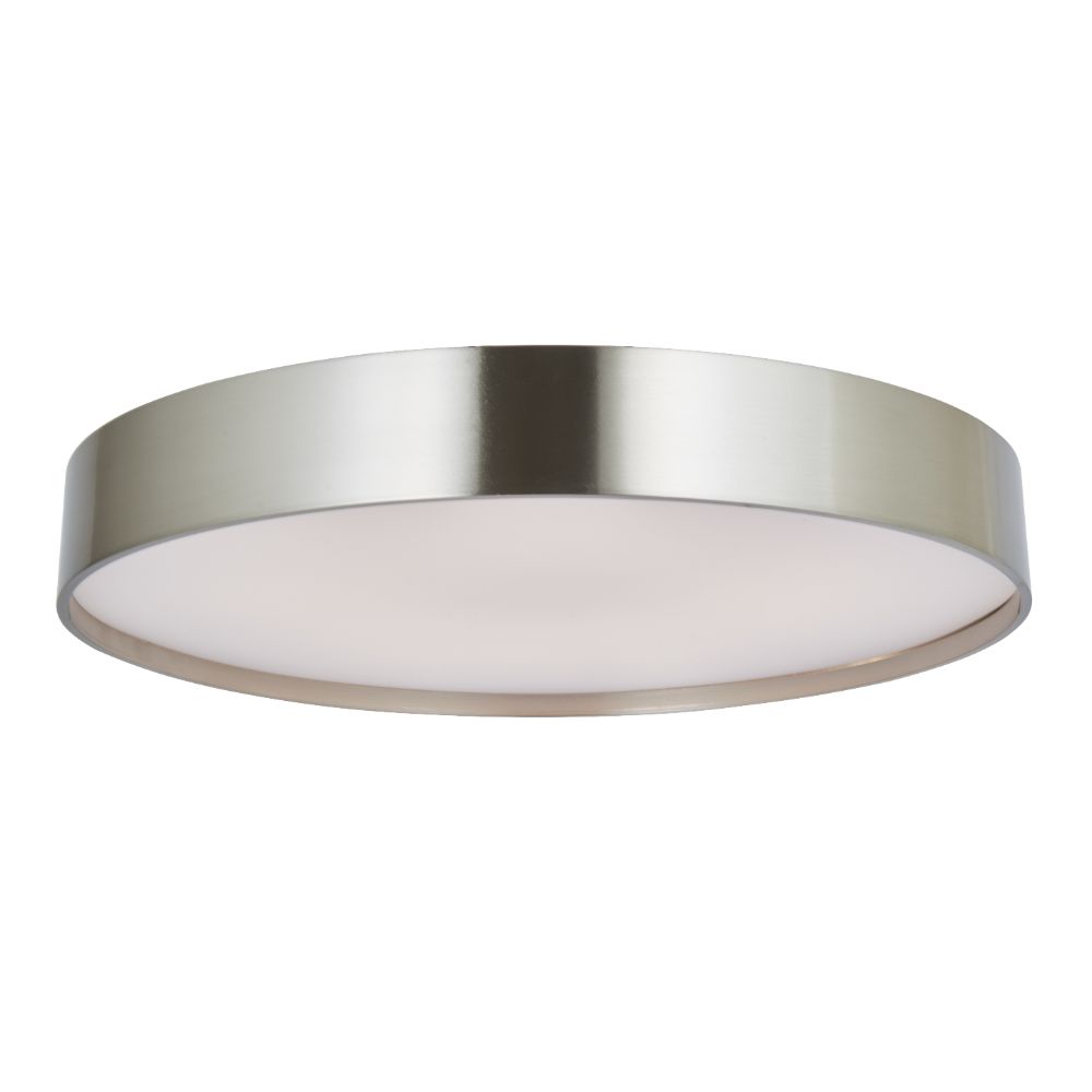 Abra Lighting 30028FM-BN 17" 3CCK Metal Cylinder and Frosted Glass Flushmount in Brushed Nickel