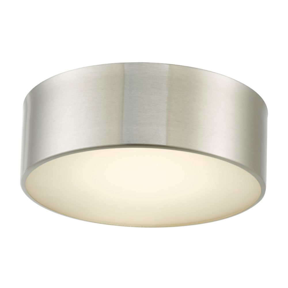 Abra Lighting 30030FM-BN 10" Metal Cylinder and Frosted Glass Flushmount with High Output Dimmable LED in Brushed Nickel