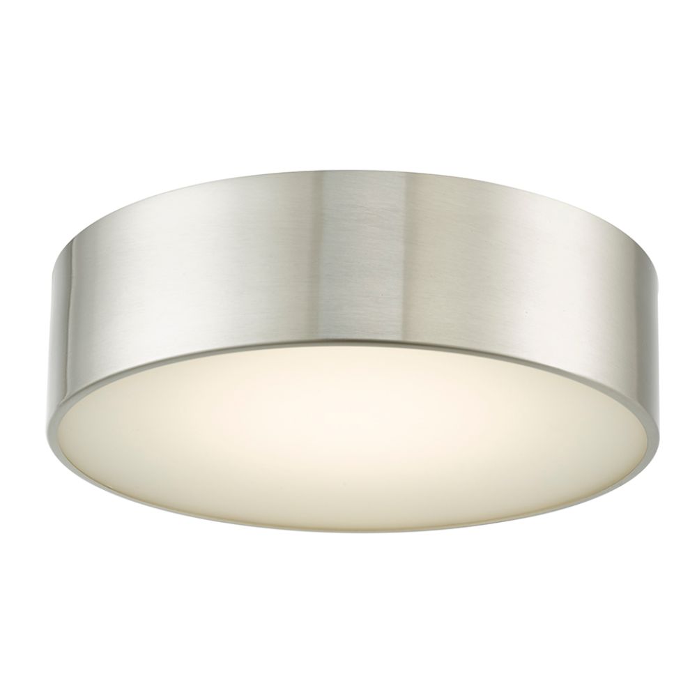 Abra Lighting 30031FM-BN 12" Metal Cylinder and Frosted Glass Flushmount with High Output Dimmable LED in Brushed Nickel