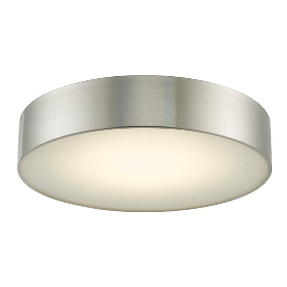 Abra Lighting 30032FM-BN 16" Metal Cylinder and Frosted Glass Flushmount with High Output Dimmable LED in Brushed Nickel