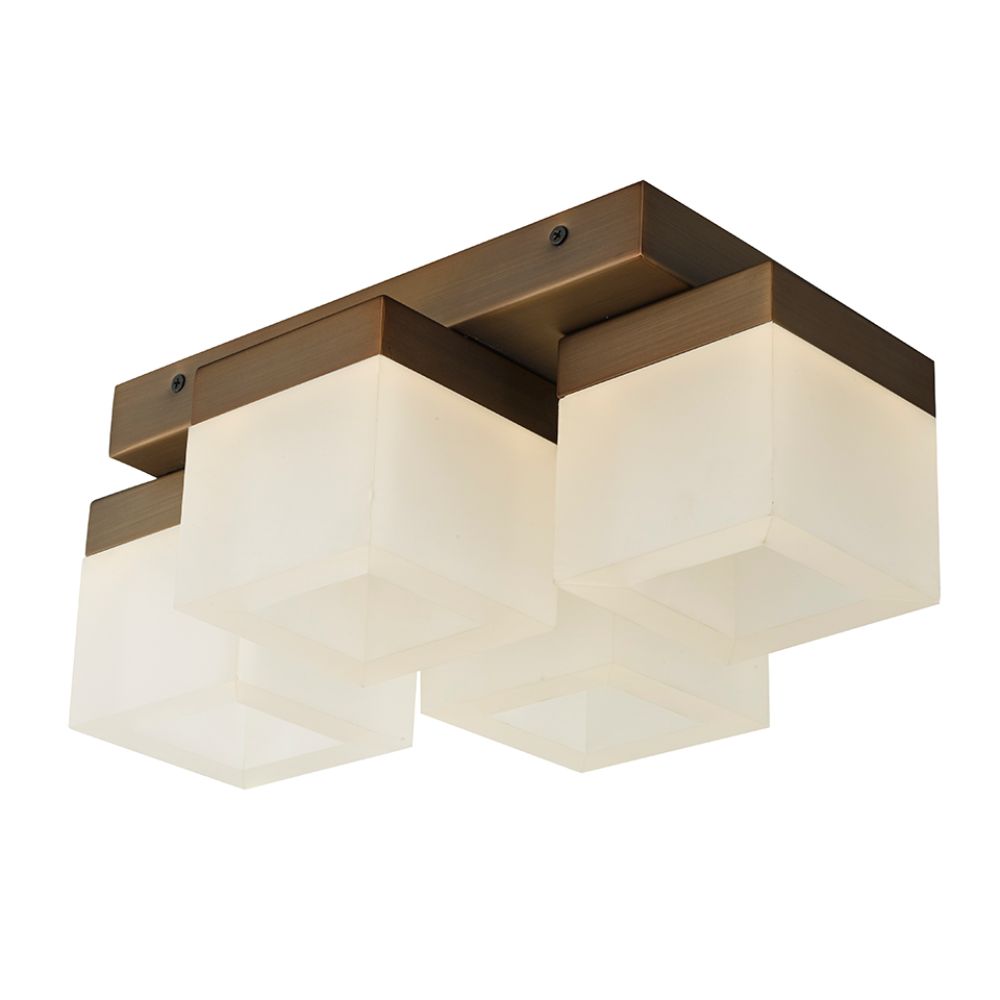 Abra Lighting 30055FM-BZ 4Lt Wall or Ceiling Fixture with Square Edge Lite Dimmable LED Acrylic Shades in  Bronze