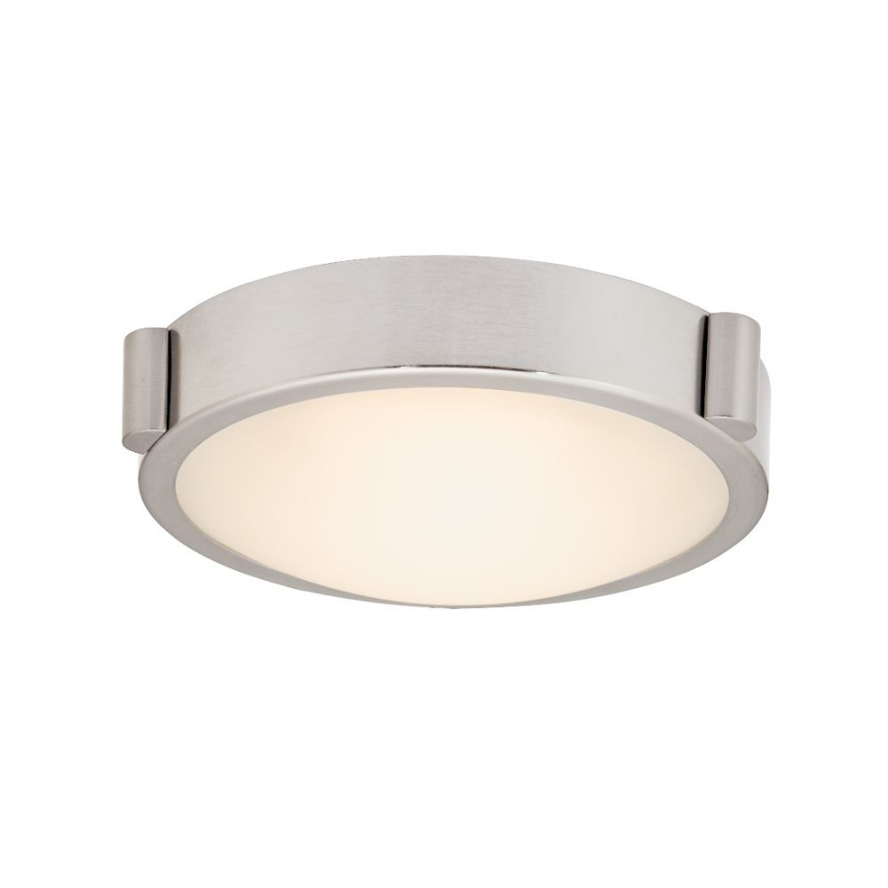 Abra Lighting 30064FM-BN 8" Low Profile Frosted Glass Flushmount with High Output Dimmable LED in Brushed Nickel