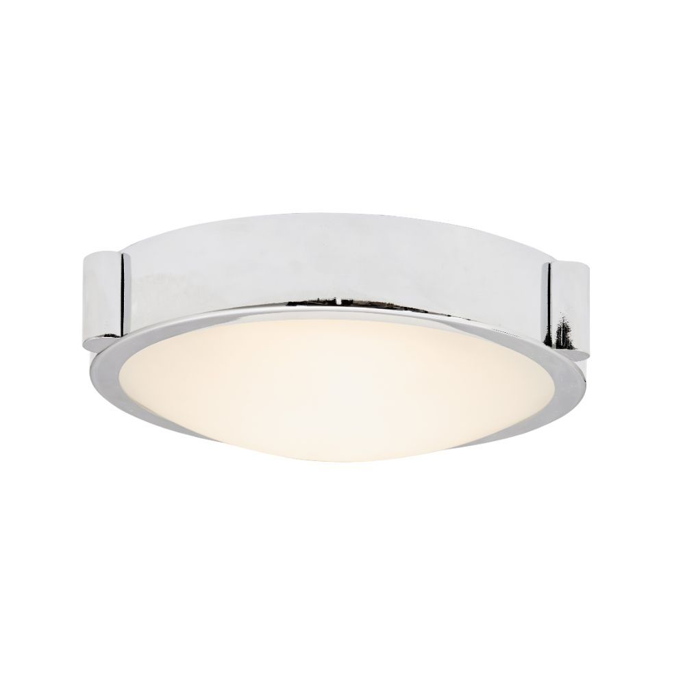 Abra Lighting 30064FM-CH 8" Low Profile Frosted Glass Flushmount with High Output Dimmable LED in Chrome