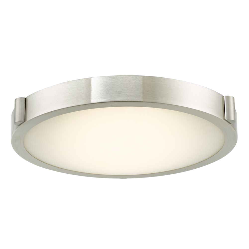 Abra Lighting 30065FM-BN 11" Low Profile Frosted Glass Flushmount with High Output Dimmable LED in Brushed Nickel