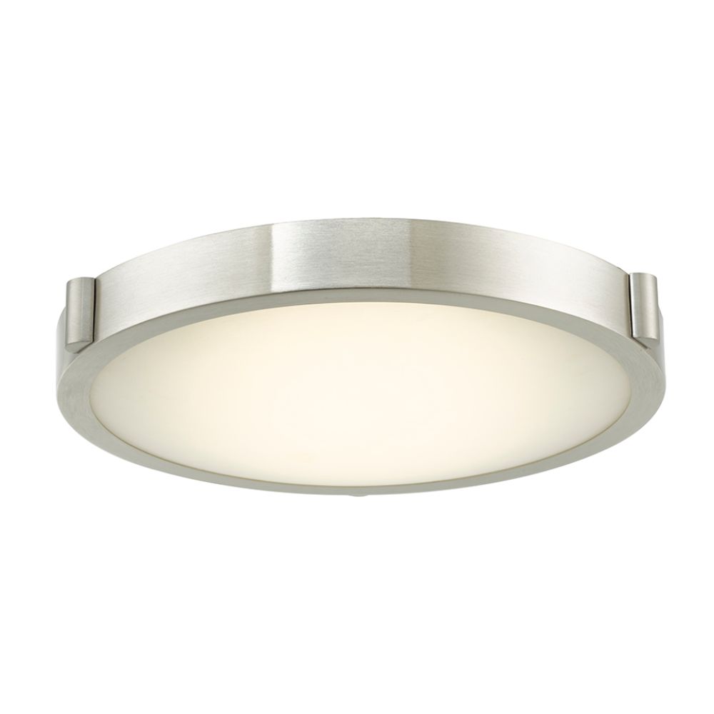 Abra Lighting 30066FM-BN 13" Low Profile Frosted Glass Flushmount with High Output Dimmable LED in Brushed Nickel