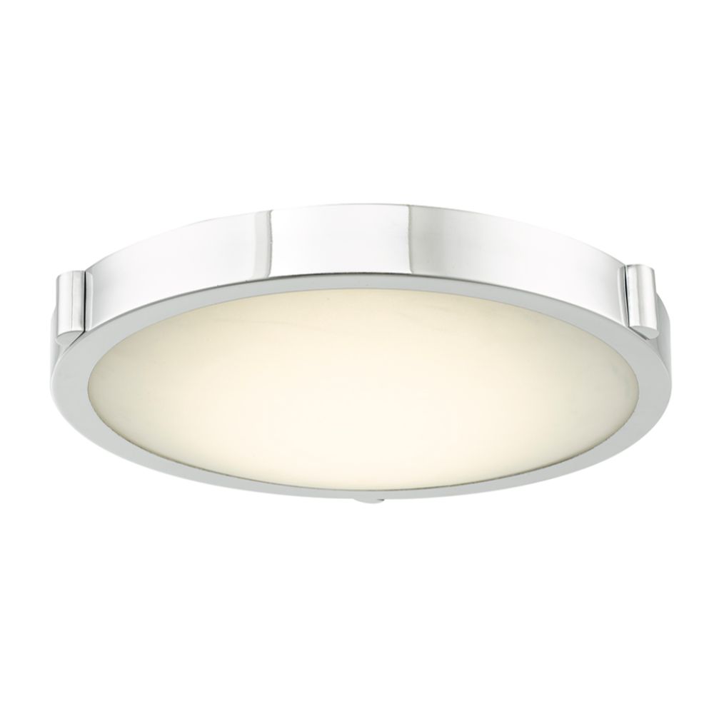 Abra Lighting 30066FM-CH 13" Low Profile Frosted Glass Flushmount with High Output Dimmable LED in Chrome