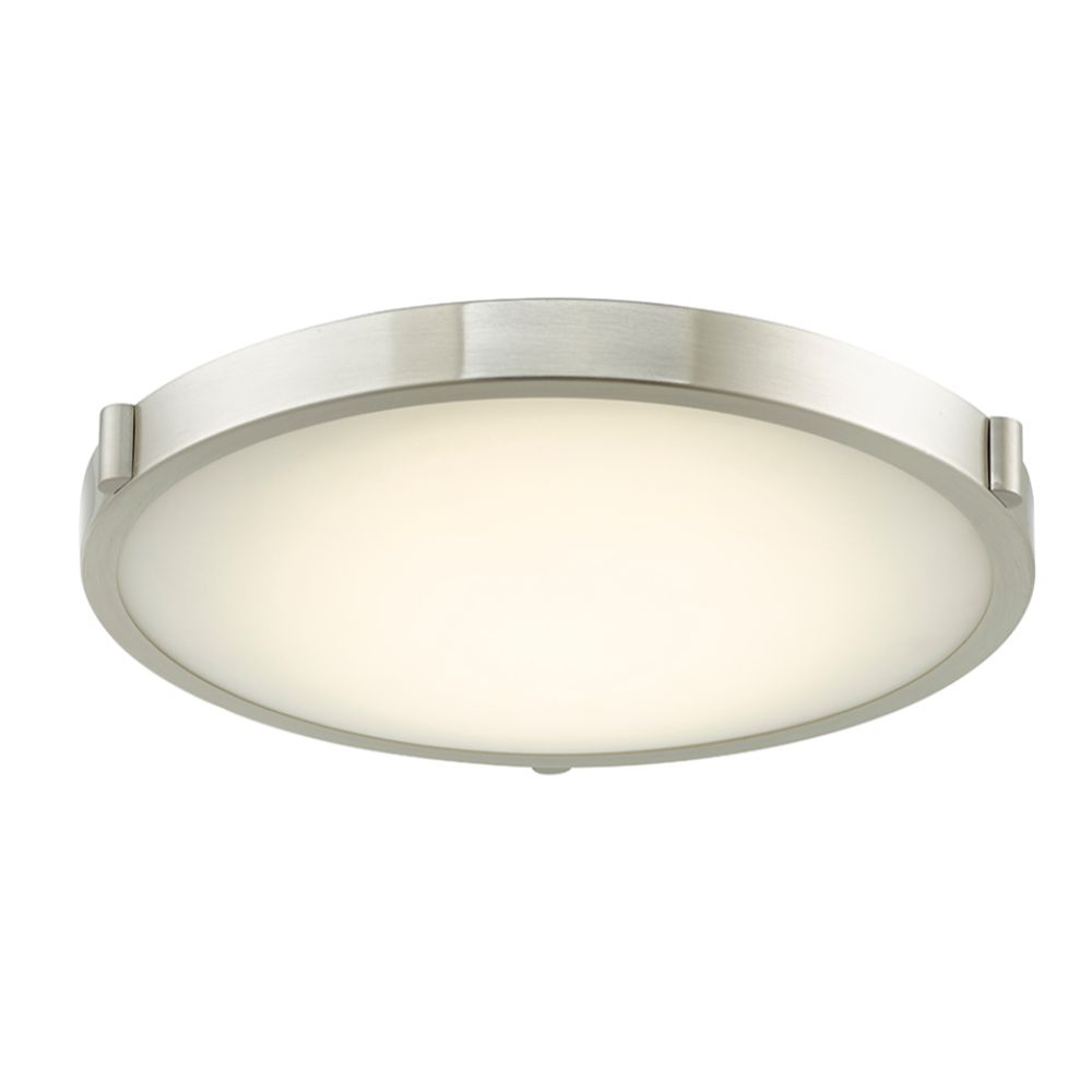 Abra Lighting 30067FM-BN 17" Low Profile Frosted Glass Flushmount with High Output Dimmable LED in Brushed Nickel