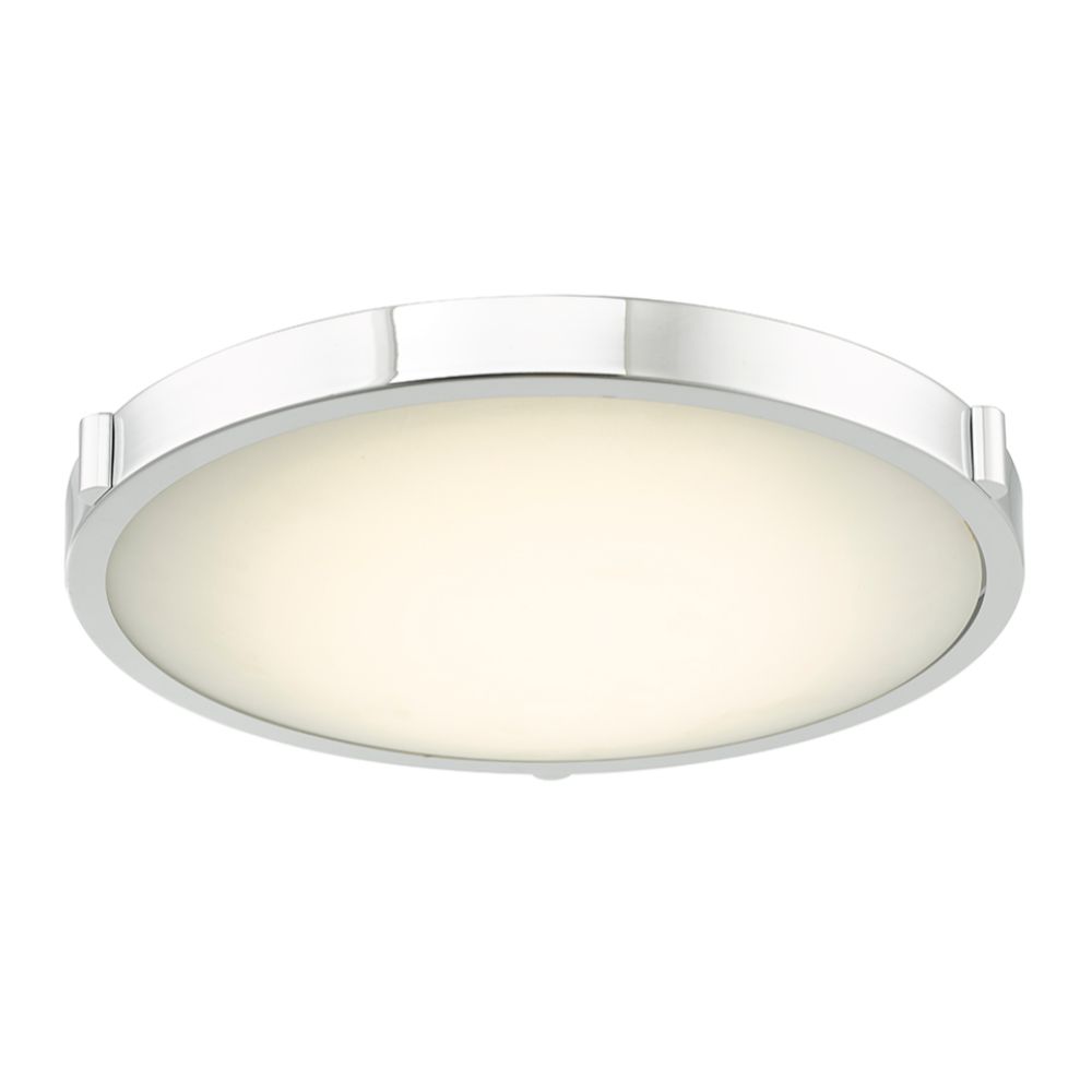 Abra Lighting 30067FM-CH 17" Low Profile Frosted Glass Flushmount with High Output Dimmable LED in Chrome