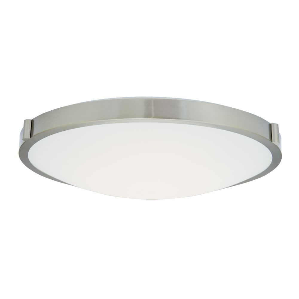 Abra Lighting 30068FM-BN 17" Low Profile Frosted Glass Flushmount with High Output Dimmable LED in Brushed Nickel