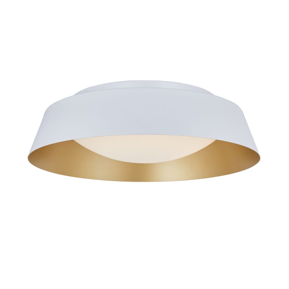 Abra Lighting 30072FM-MW.GOLD 15" 3CCK Flared Metal Frame with Opal Glass Diffuser in Matte White with Gold Inner