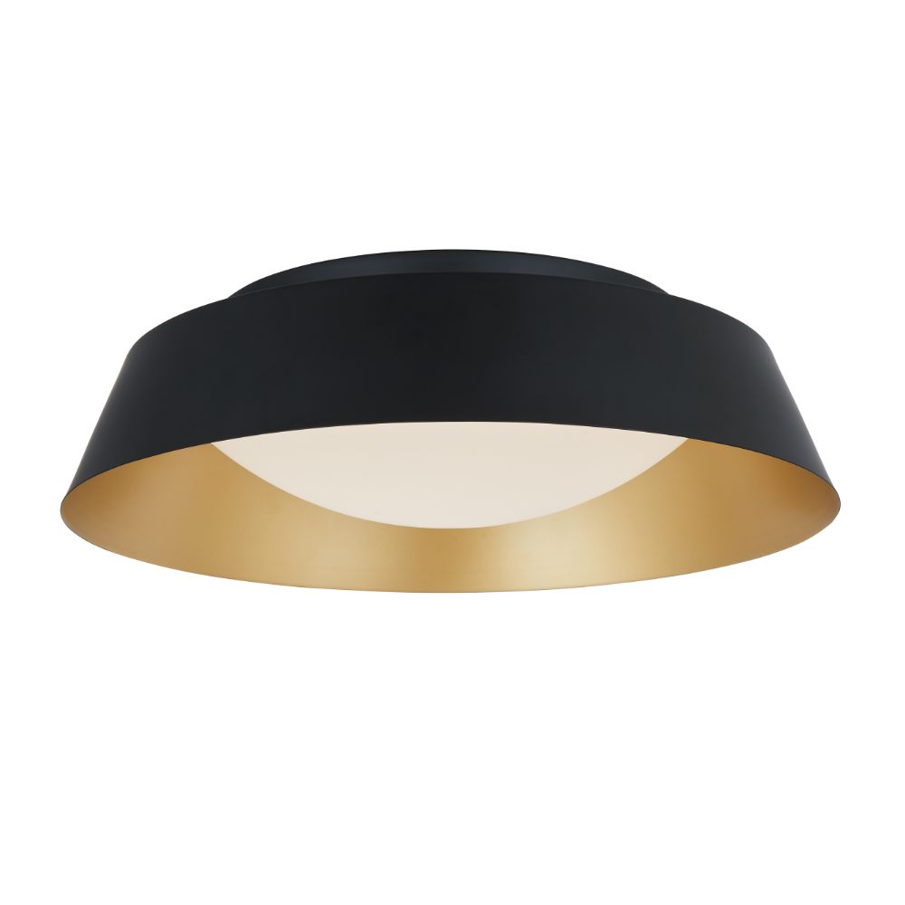 Abra Lighting 30073FM-MB.GLD 18" 3CCK Flared Metal Frame with Opal Glass Diffuser in Matte Black with Gold inner