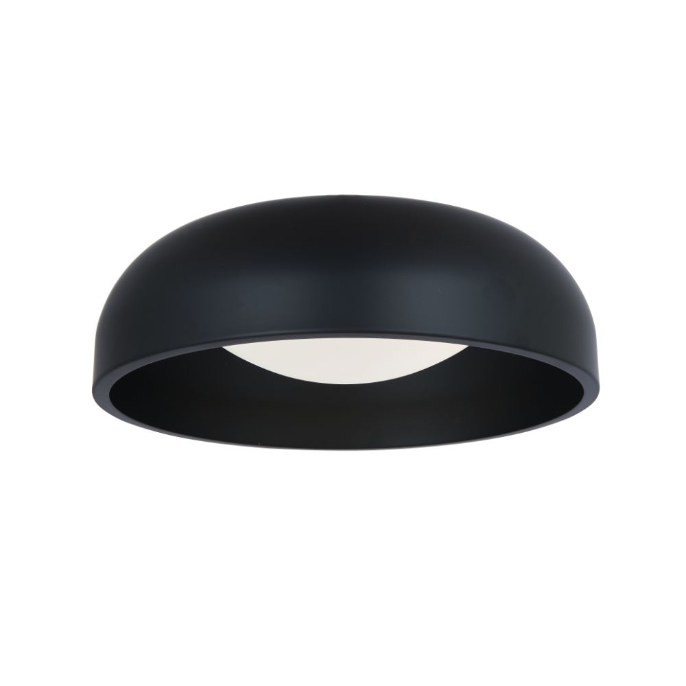 Abra Lighting 30075FM-MB 13" 3CCK Inner Curve Flushmount with Opal Glass Diffuser in Matte Black