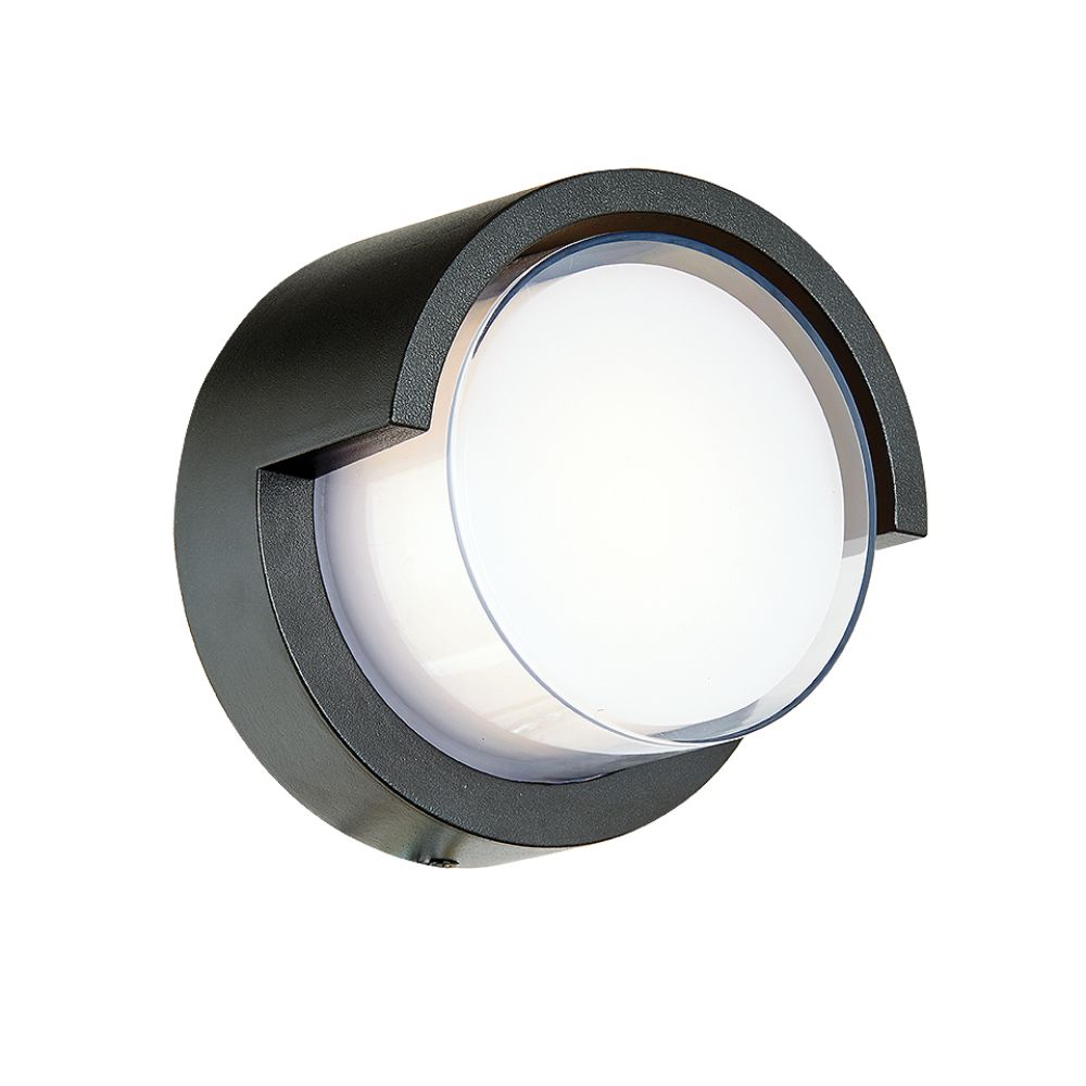Abra Lighting 50021ODW-MB Round outdoor wall sconce with hood in Matte Black