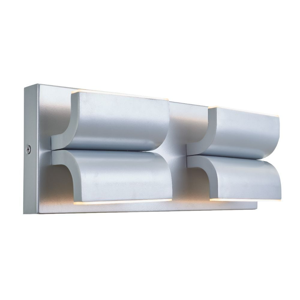 Abra Lighting 50074ODW-SL 2 Light Curved Aluminum Wet Location Wall Fixture in Silica