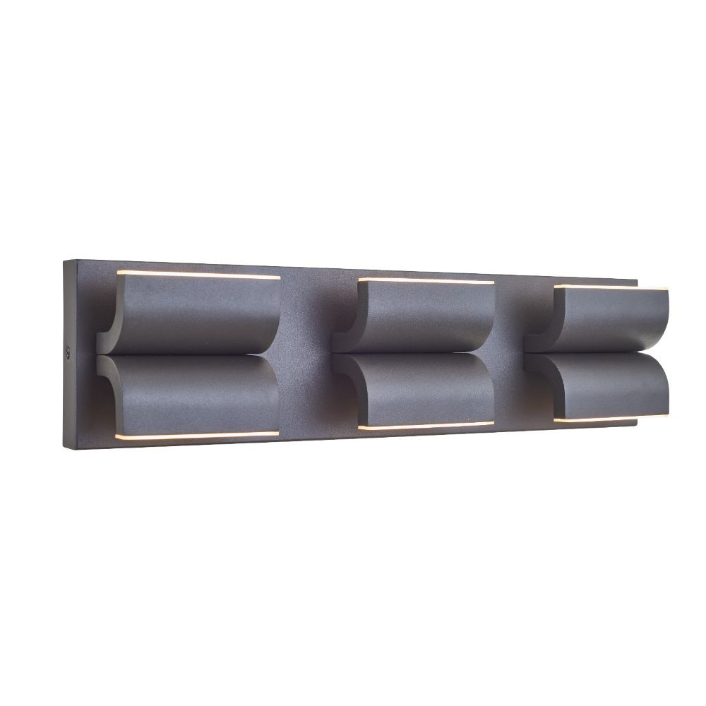 Abra Lighting 50075ODW-MB 3 Light Curved Aluminum Wet Location Wall Fixture in Matte Black