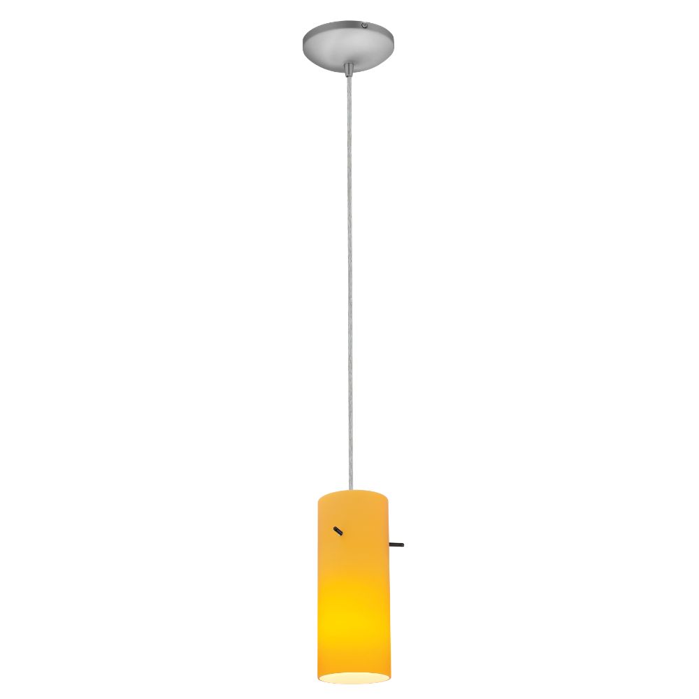 Access Lighting 28030-1C-BS/AMB Cylinder Pendant in Brushed Steel